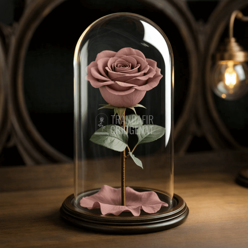 Trandafir Criogenat Ciocolatiu In Cupola De Sticla Cu Mesaj Personalizat Cadou Pentru Ea