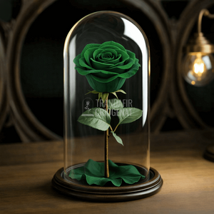 Trandafir Criogenat Verde Inchis In Cupola De Sticla Cu Mesaj Personalizat Cadou Pentru Ea