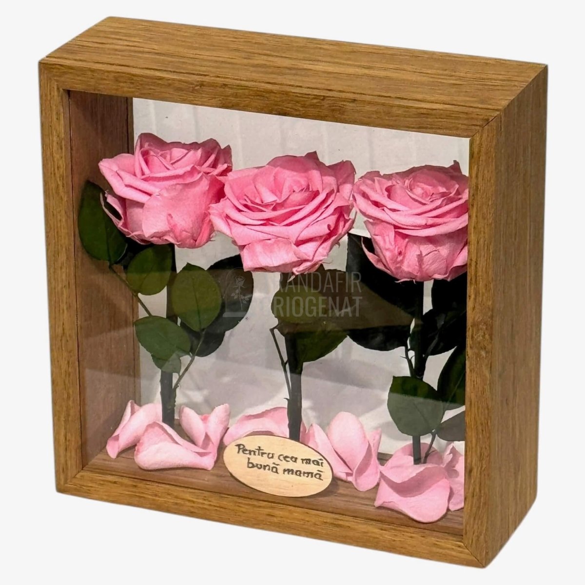 Aranjament de Masă cu Trandafiri Criogenați Roz Eleganță Naturală și Mesaj Personalizat - Trandafir - Criogenat.ro