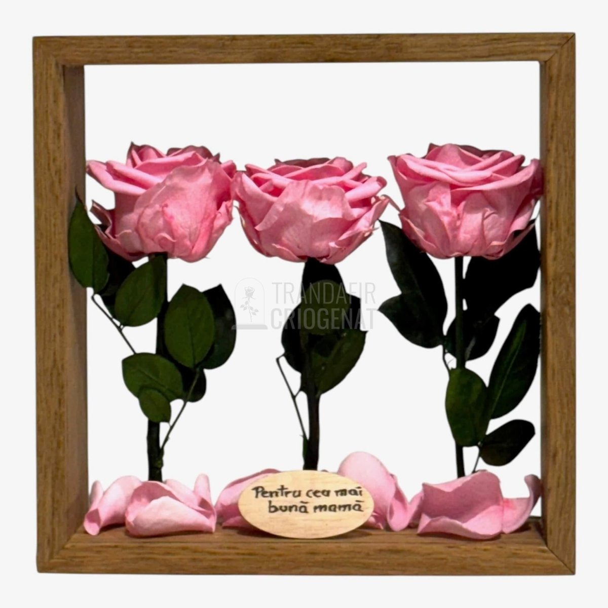 Aranjament de Masă cu Trandafiri Criogenați Roz Eleganță Naturală și Mesaj Personalizat - Trandafir - Criogenat.ro