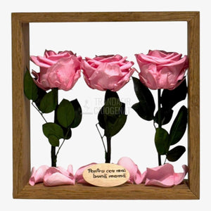 Aranjament de Masă cu Trandafiri Criogenați Roz Eleganță Naturală și Mesaj Personalizat - Trandafir - Criogenat.ro