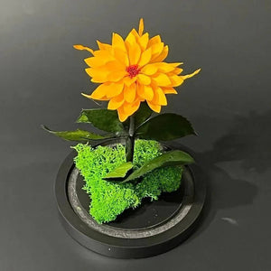 Dalia Criogenata Portocalie In Cupola De Sticla Cu Diametru 8 Cm 10x20 Cm Cadou - Trandafir - Criogenat.ro