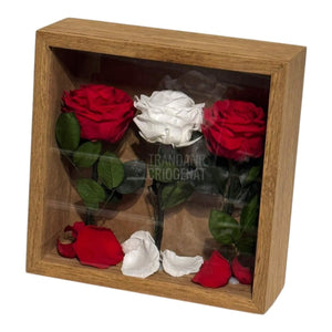 Tablou Cu 3 Trandafiri Criogenați Simbol Al Iubirii Și Purității Realizat Manual Cu Petale Naturale Dimensiune 27x27 cm - Trandafir - Criogenat.ro