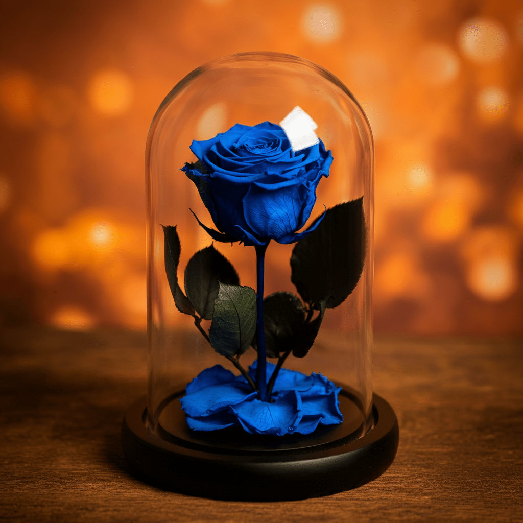 Trandafir Criogenat Albastru Elegant În Cupolă De Sticlă Cadou Perfect - Trandafir - Criogenat.ro