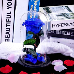 Trandafir Criogenat XL Albastru în Cupolă de Sticlă Cadou Etern Femei Speciale - Trandafir - Criogenat.ro