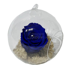 Trandafir Criogenat albastru in glob de sticla Ø12cm - Trandafir-Criogenat.ro