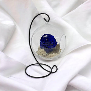 Trandafir Criogenat albastru in glob sticla suspendat Ø12cm - Trandafir-Criogenat.ro