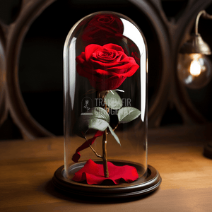 Trandafir Criogenat rosu cu dia. Ø6,5cm in cupola 10x20cm - Trandafir-Criogenat.ro