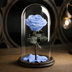 Trandafir Criogenat Bleu In Cupolă De Sticlă Cu Mesaj Personalizat Cadou Elegant Pentru Femei