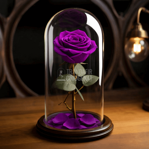 Trandafir Criogenat Mov Purpuriu În Cupolă De Sticlă Cu Mesaj Personalizat Cadou Pentru Femei
