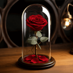 Trandafir Criogenat Roșu În Cupolă De Sticlă Cu Mesaj Personalizat Cadou Pentru Ea
