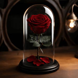 Trandafir Criogenat Roșu Închis În Cupolă De Sticlă Cu Mesaj Personalizat Pentru Dragoste Veșnică