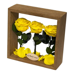 Aranjament De Masa Cu 3 Trandafiri Criogenați Galbeni Premium Pentru Decor Elegant În Casă Sau Birou Până La 25 De Ani - Trandafir - Criogenat.ro