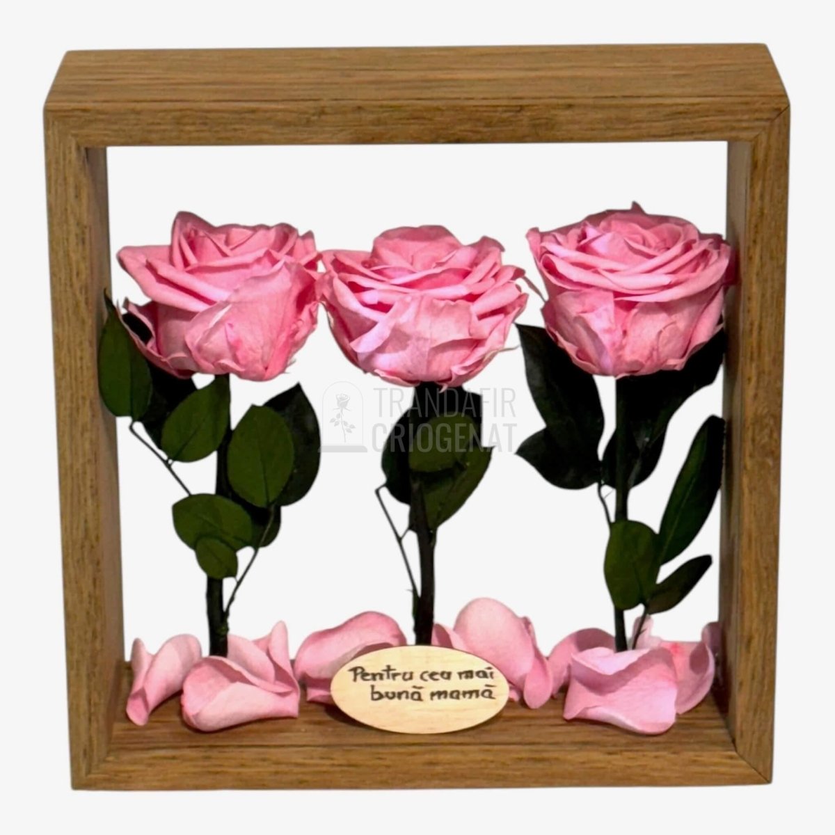 Aranjament de Masă cu Trandafiri Criogenați Roz Eleganță Naturală și Mesaj Personalizat - Trandafir - Criogenat.ro
