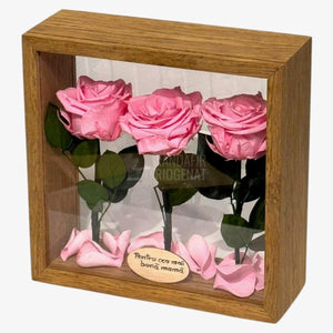 Aranjament de Masă cu Trandafiri Criogenați Roz Eleganță Naturală și Mesaj Personalizat - Trandafir - Criogenat.ro