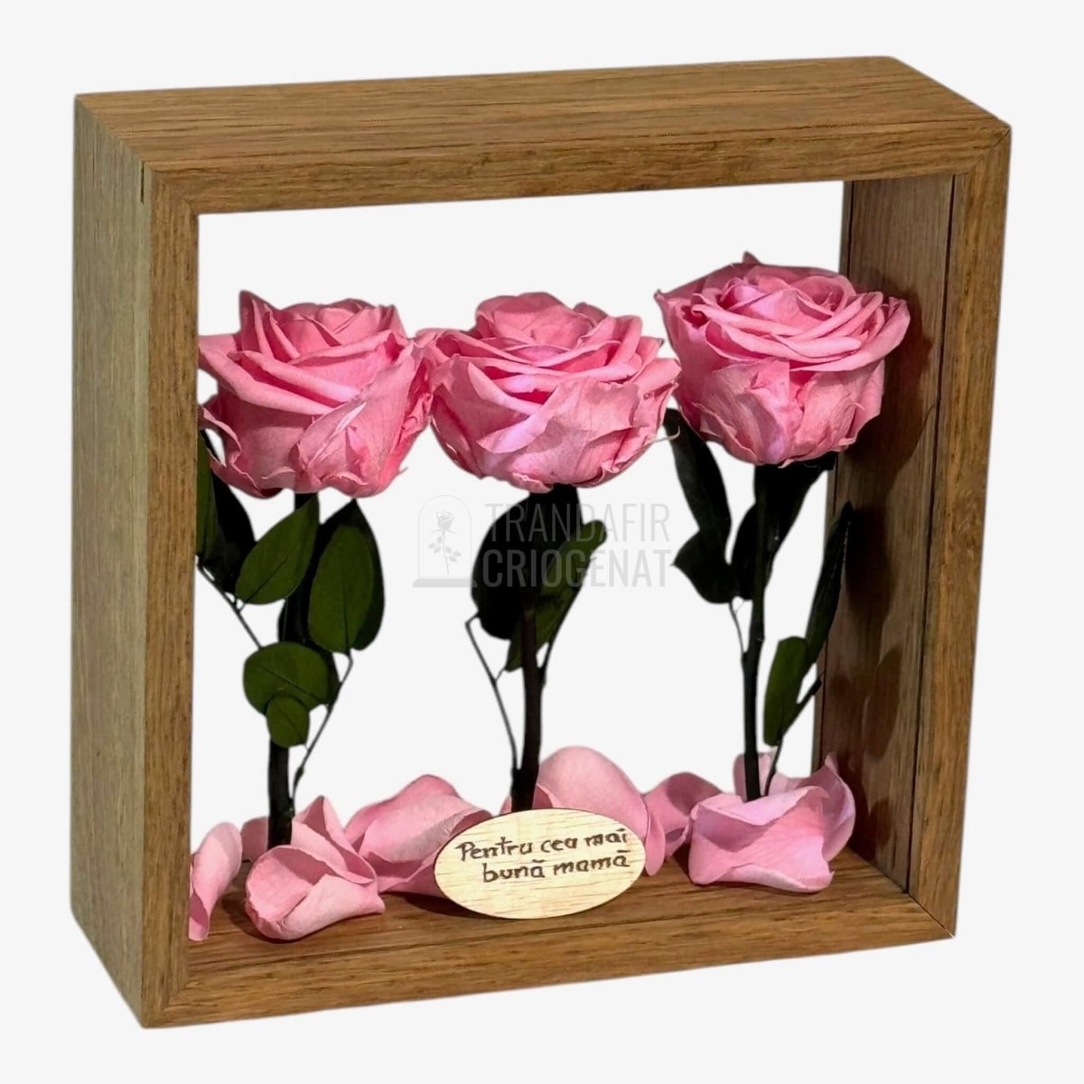 Aranjament de Masă cu Trandafiri Criogenați Roz Eleganță Naturală și Mesaj Personalizat - Trandafir - Criogenat.ro