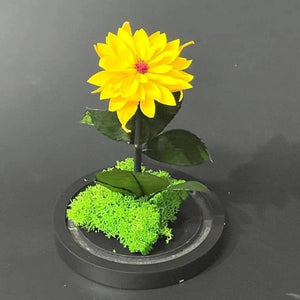 Dalie Criogenată Galbenă Cu Cupolă De Sticlă Cadou Nemuritor Pentru Femei 8 Cm - Trandafir - Criogenat.ro