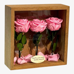 Tablou Cu Trandafiri Criogenați Roz Cadoul Perfect Pentru Mama Durabil Până La 25 De Ani - Trandafir - Criogenat.ro