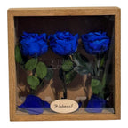Tablou Personalizat 3 Trandafiri Criogenați Albaștri și Mesaj Special Exclusiv 27x27 cm - Trandafir - Criogenat.ro