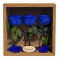 Tablou Personalizat 3 Trandafiri Criogenați Albaștri și Mesaj Special Exclusiv 27x27 cm - Trandafir - Criogenat.ro