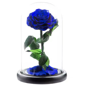 Trandafir Criogenat Albastru Bonita În Cupolă De Sticlă Cu Mesaj Personalizat - Trandafir - Criogenat.ro