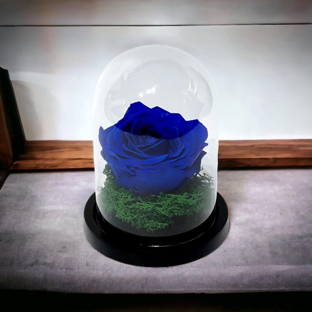 Trandafir Criogenat Albastru Elegant în Cupolă de Sticlă Cadou Romantic - Trandafir - Criogenat.ro