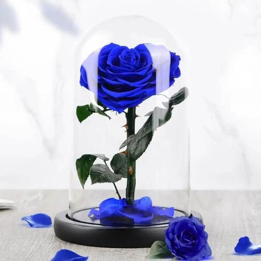 Trandafir Criogenat Albastru În Formă De Inimă Cu Cupolă Elegantă Ø9cm 15x25cm - Trandafir - Criogenat.ro
