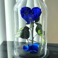 Trandafir Criogenat Albastru În Formă De Inimă Ø9cm În Cupolă Elegantă 15x25cm - Trandafir - Criogenat.ro