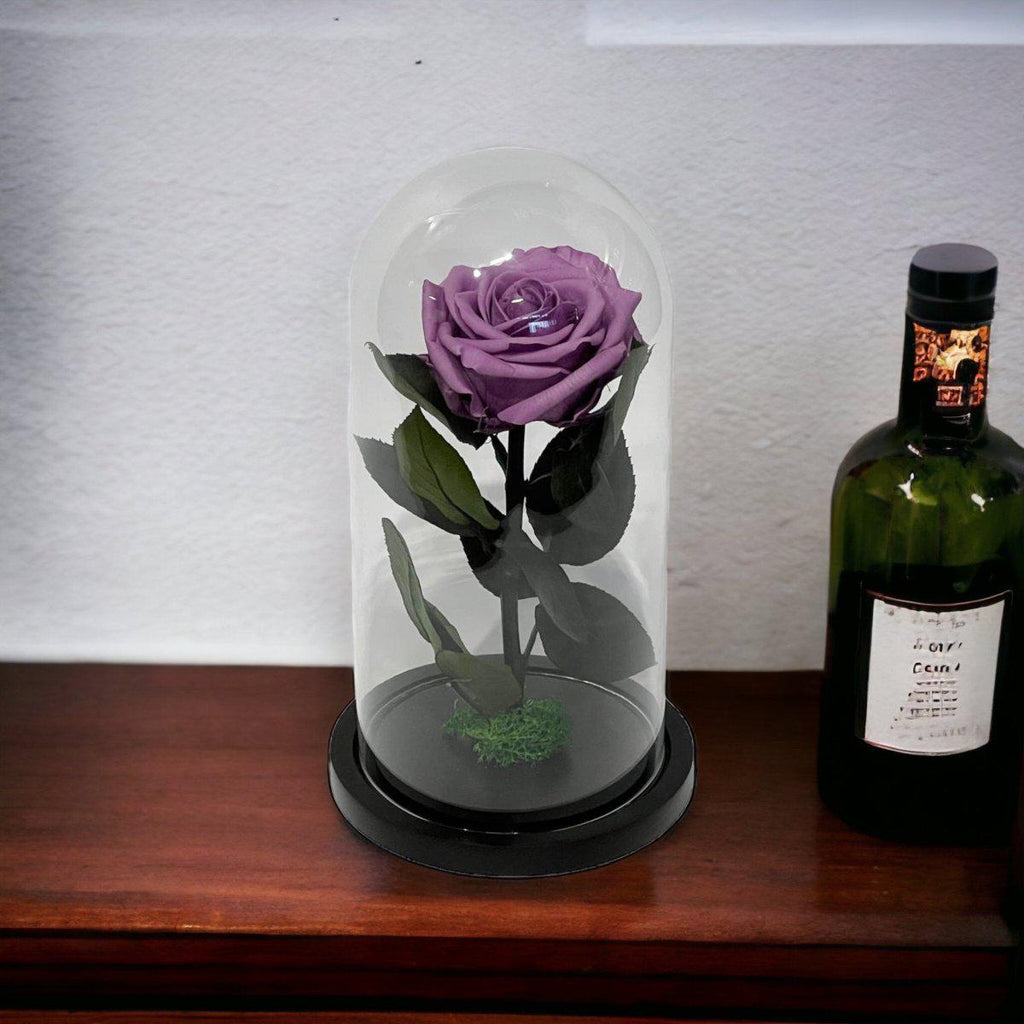 Trandafir Criogenat Etern Lila în Cupolă de Sticlă Elegantă 8 cm Cadou Perfect - Trandafir - Criogenat.ro