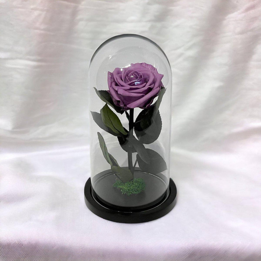 Trandafir Criogenat Etern Lila în Cupolă de Sticlă Elegantă 8 cm Cadou Perfect - Trandafir - Criogenat.ro