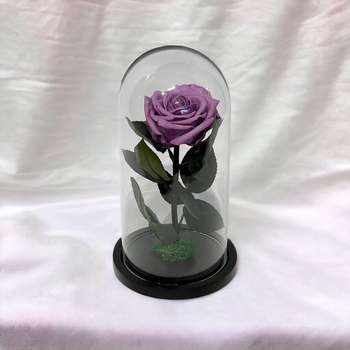Trandafir Criogenat Etern Lila în Cupolă de Sticlă Elegantă 8 cm Cadou Perfect - Trandafir - Criogenat.ro
