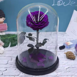 Trandafir Criogenat Mov Bonita în Cupolă de Sticlă 9,5 cm Cadou Unic Premium - Trandafir - Criogenat.ro