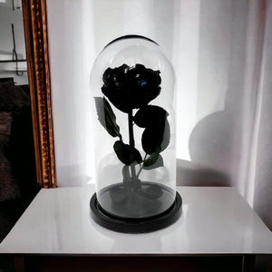 Trandafir Criogenat Negru Lux In Cupola De Sticla Cadou Cu Mesaj Personalizat - Trandafir - Criogenat.ro
