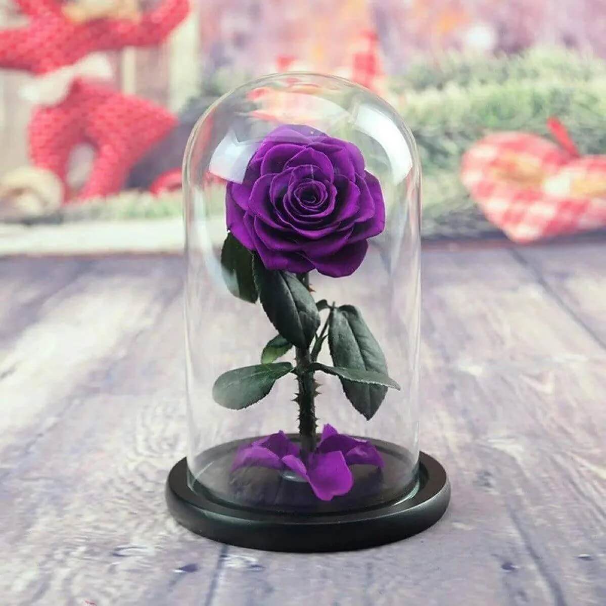 Trandafir Criogenat Nemuritor Bonita Mov În Cupolă de Sticlă 9,5 cm 15x25 cm - Trandafir - Criogenat.ro
