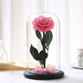 Trandafir Criogenat Roz de Lux în Cupola de Sticlă 12x25cm Cadou Elegant - Trandafir - Criogenat.ro