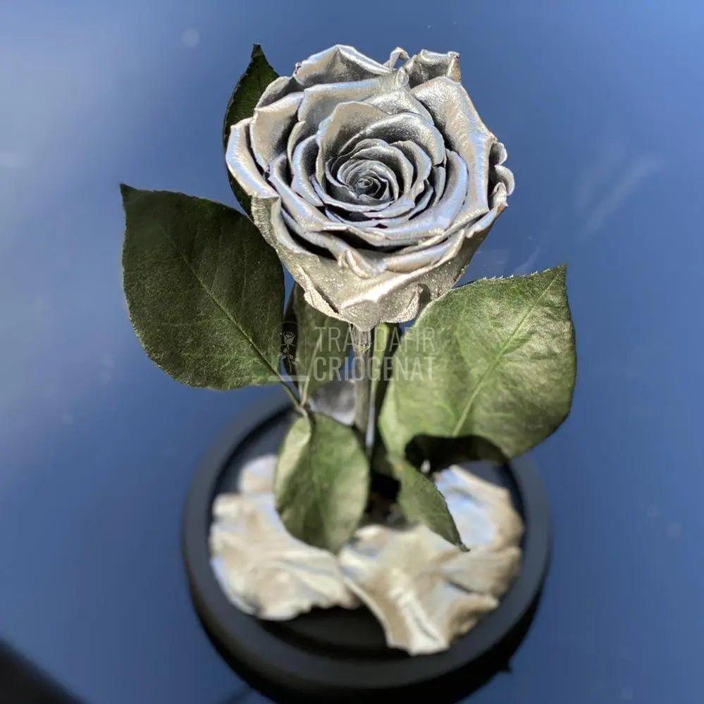 Trandafir Criogenat argintiu metalizat Ø6,5cm in cupola - Trandafir-Criogenat.ro