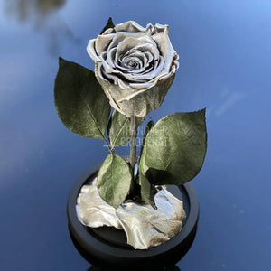 Trandafir Criogenat argintiu metalizat Ø6,5cm in cupola - Trandafir-Criogenat.ro