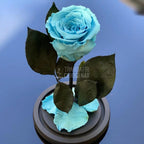 Trandafir Criogenat bleu Ø6,5cm in cupola de sticla 10x20cm - Trandafir-Criogenat.ro
