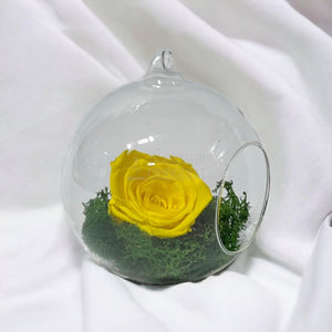 Trandafir Criogenat galben in glob de sticla Ø12cm - Trandafir-Criogenat.ro